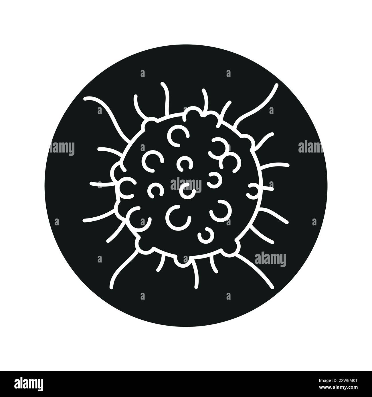 Schwarzes Symbol der Krebszelllinie. Menschliches Krankheitszeichen für Webseite, mobile App, Taste, Logo. Schaltfläche Vektorisoliert. Bearbeitbare Kontur. Stock Vektor