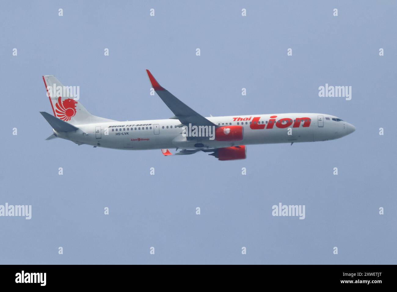 HS-LVK Boeing 737-900ER der Thai Lionair Airline. Fahren Sie vom Flughafen Chiangmai nach Bangkok. Stockfoto