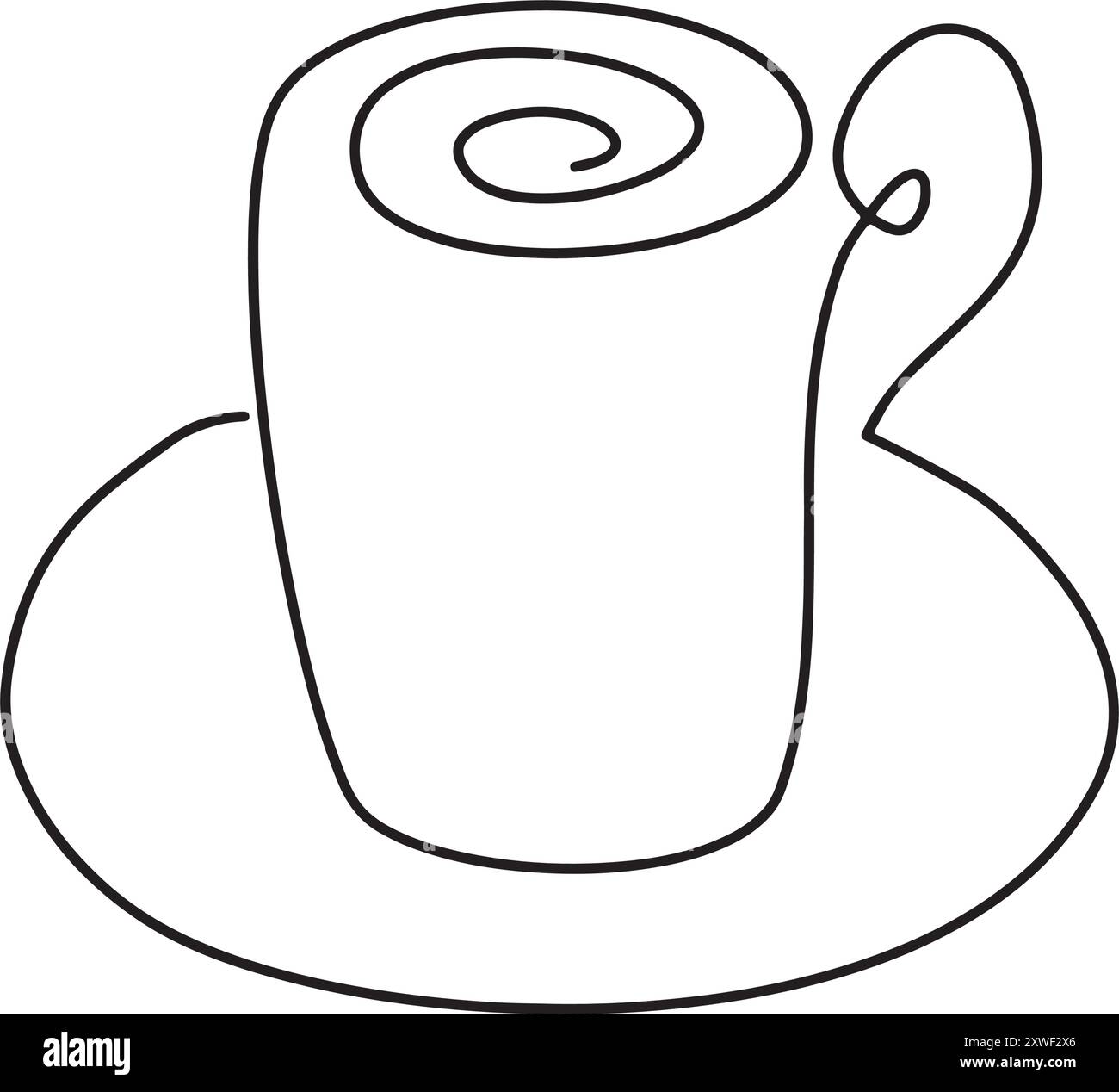 Abstrakte Tasse als durchgehende Linien, die auf weiß als Hintergrund zeichnen. Vektor Stock Vektor