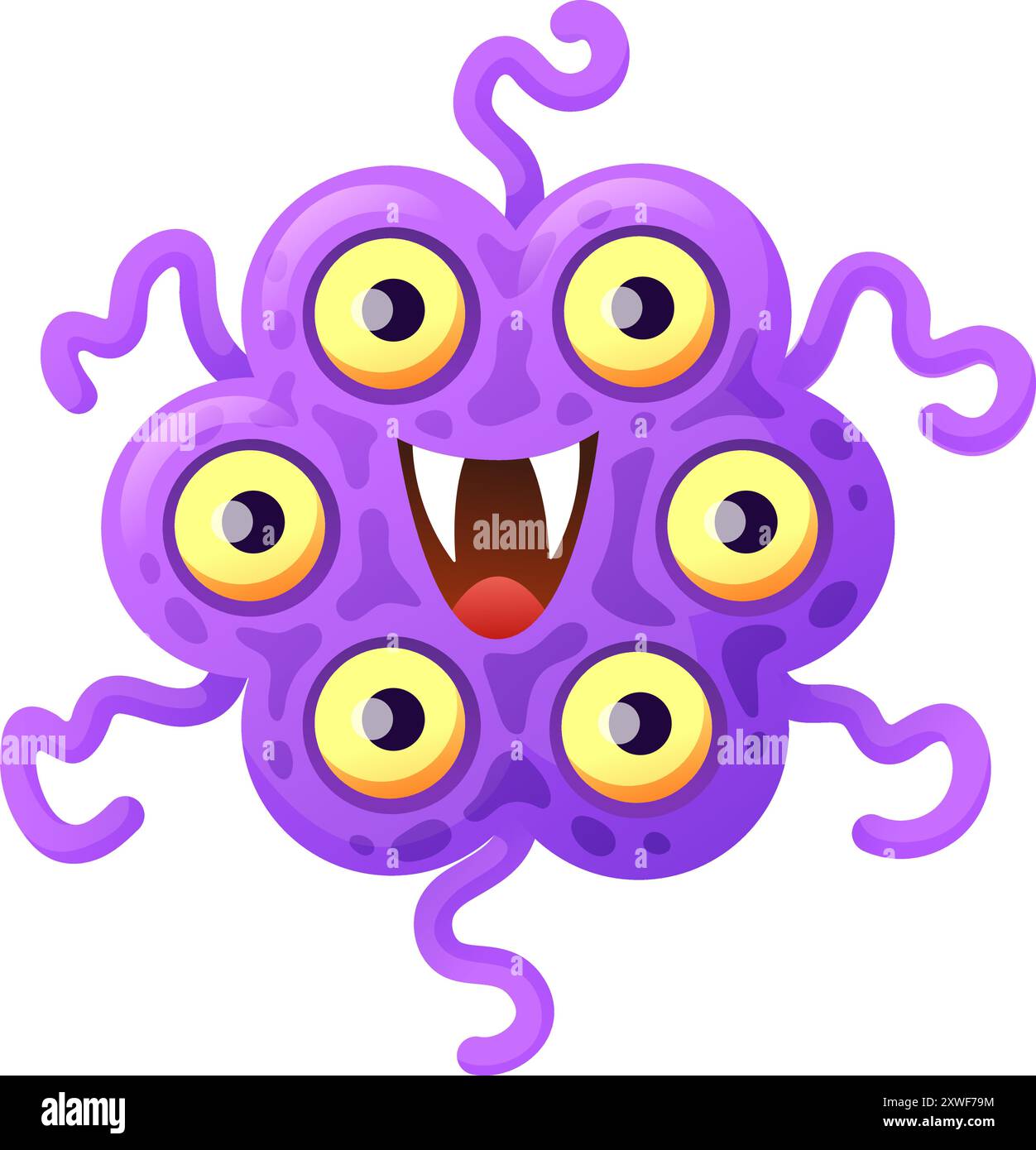 Infektionsmaskottchen. Comic Monster Face. Mikrobenzeichen Stock Vektor