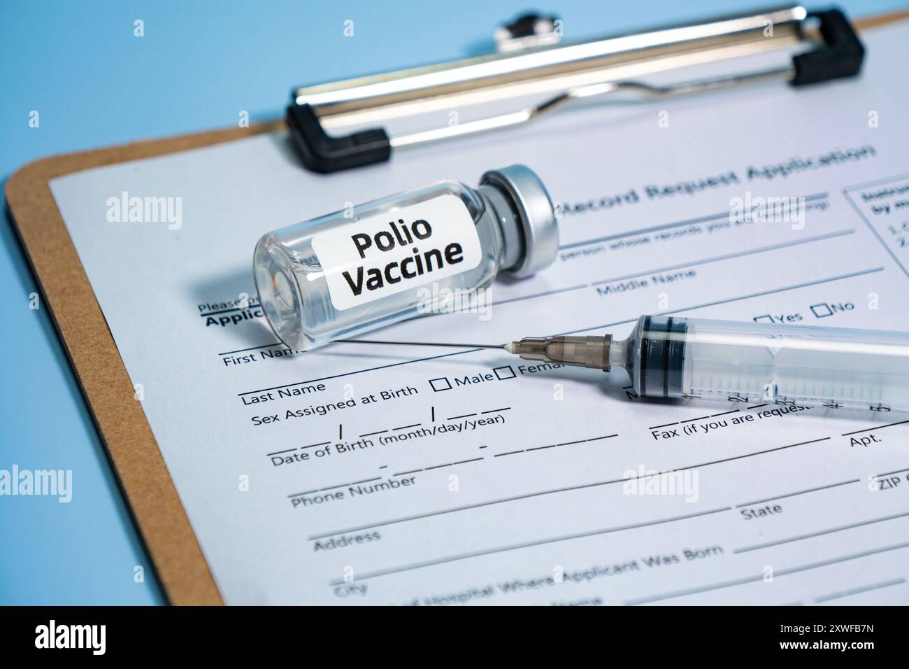 Nahaufnahme des Polio-Impfstoffes,Konzept der medizinischen Gesundheit Stockfoto