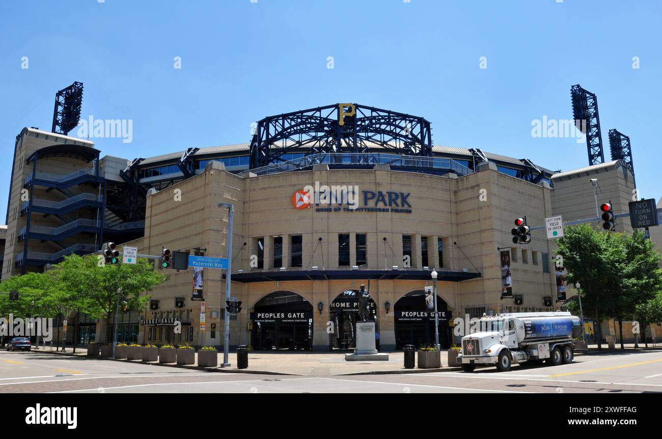 Der PNC Park, ein Baseballpark an der North Shore von Pittsburgh, ist die Heimat der Pittsburgh Pirates. Es wurde 2001 eröffnet und ersetzte das Three Rivers Stadium. Stockfoto