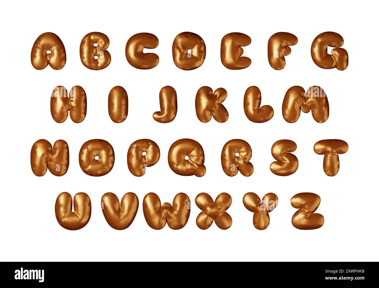 3D Bronze Metallic Ballon Set Stock Vektor