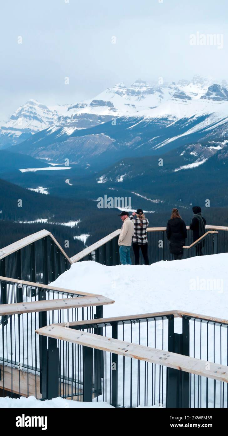 Aussichtspunkt Peyto Lake Alberta im Winter Stockfoto