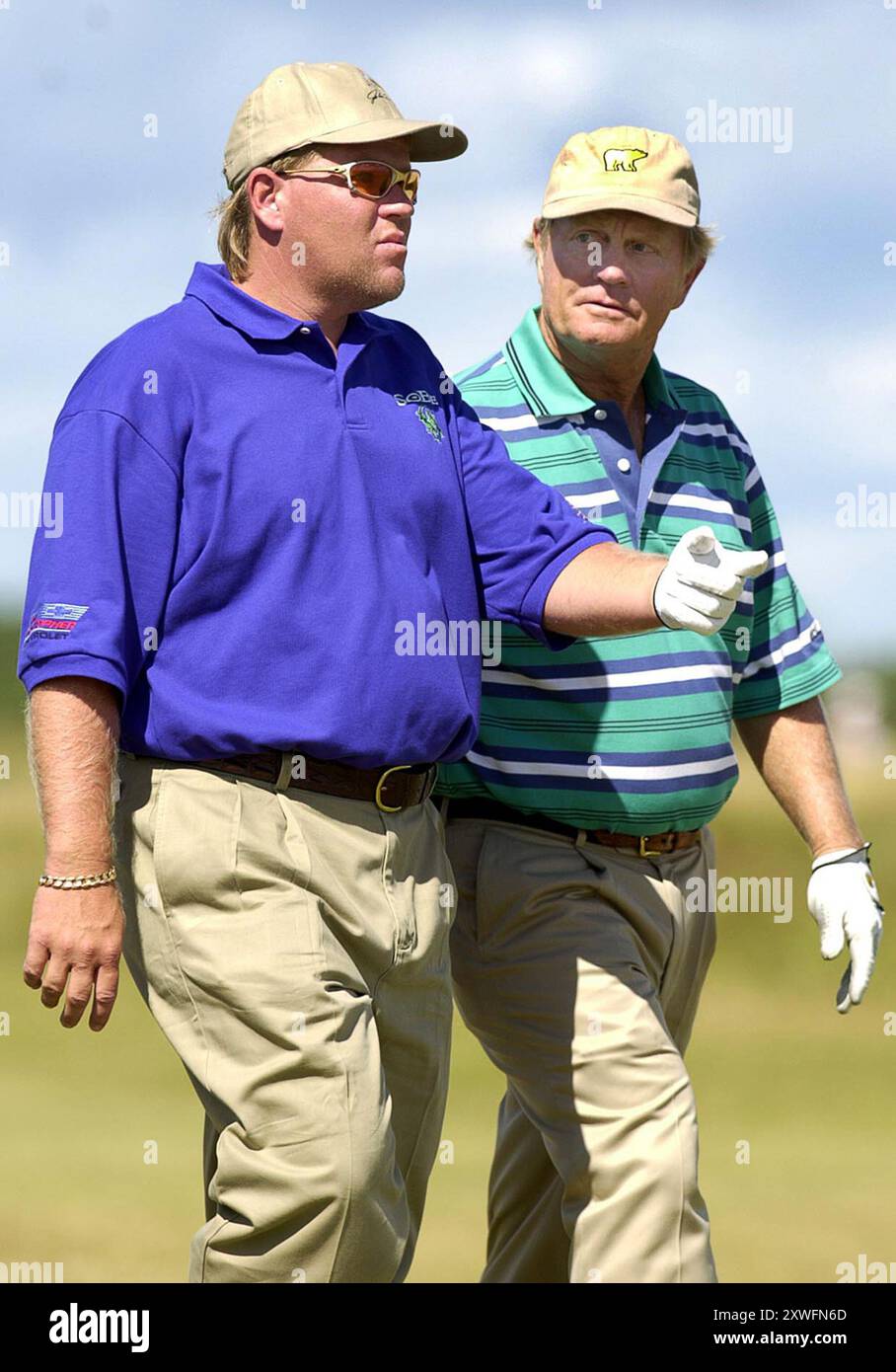 Die amerikanischen Golfspieler Jack Nicklaus und John Daly 19/7/00 Stockfoto