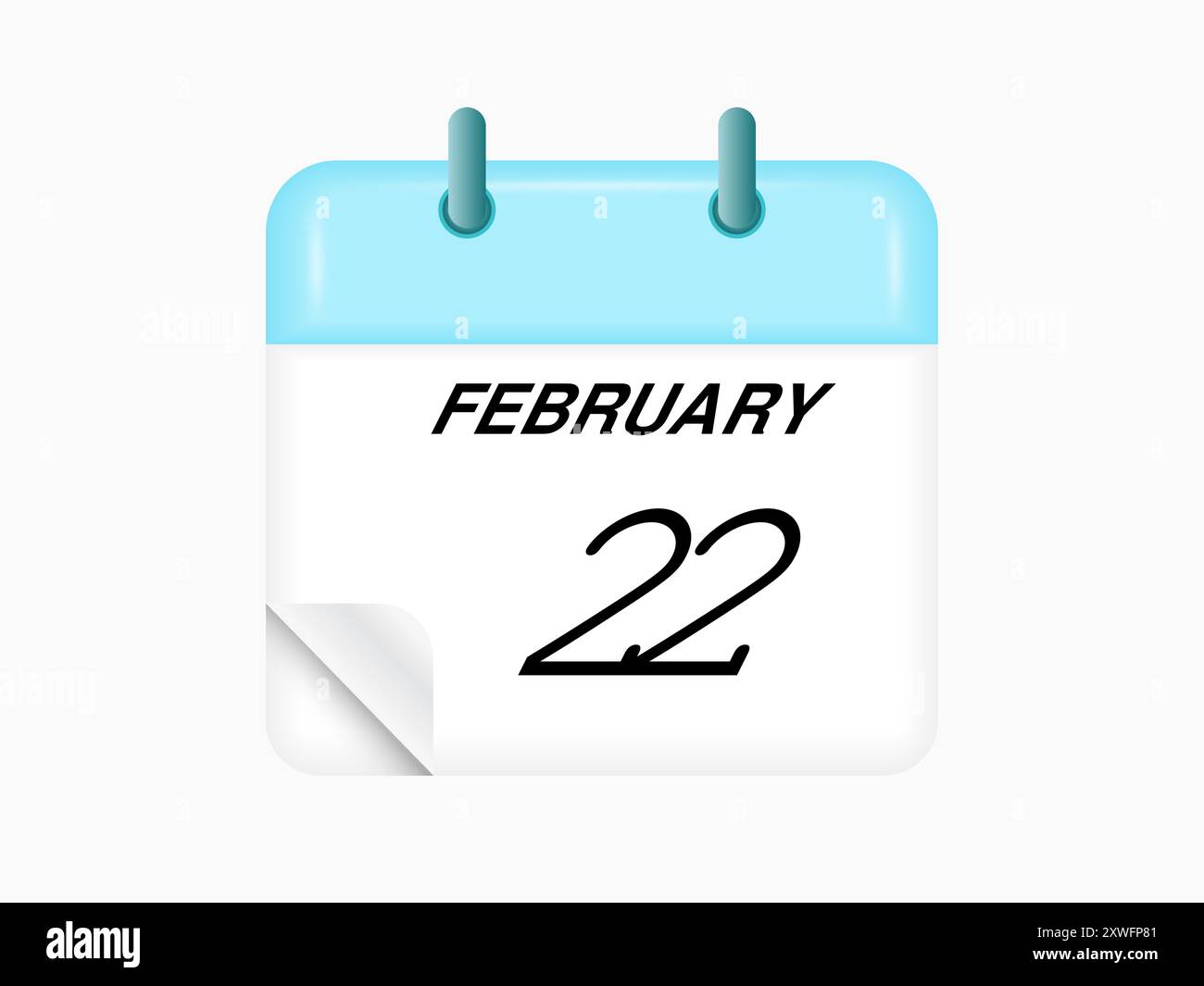 Februar: Kalender- und Zeitplaner. Erinnerung an das Symbol „Tageskalender“. Vektorabbildung. Stock Vektor