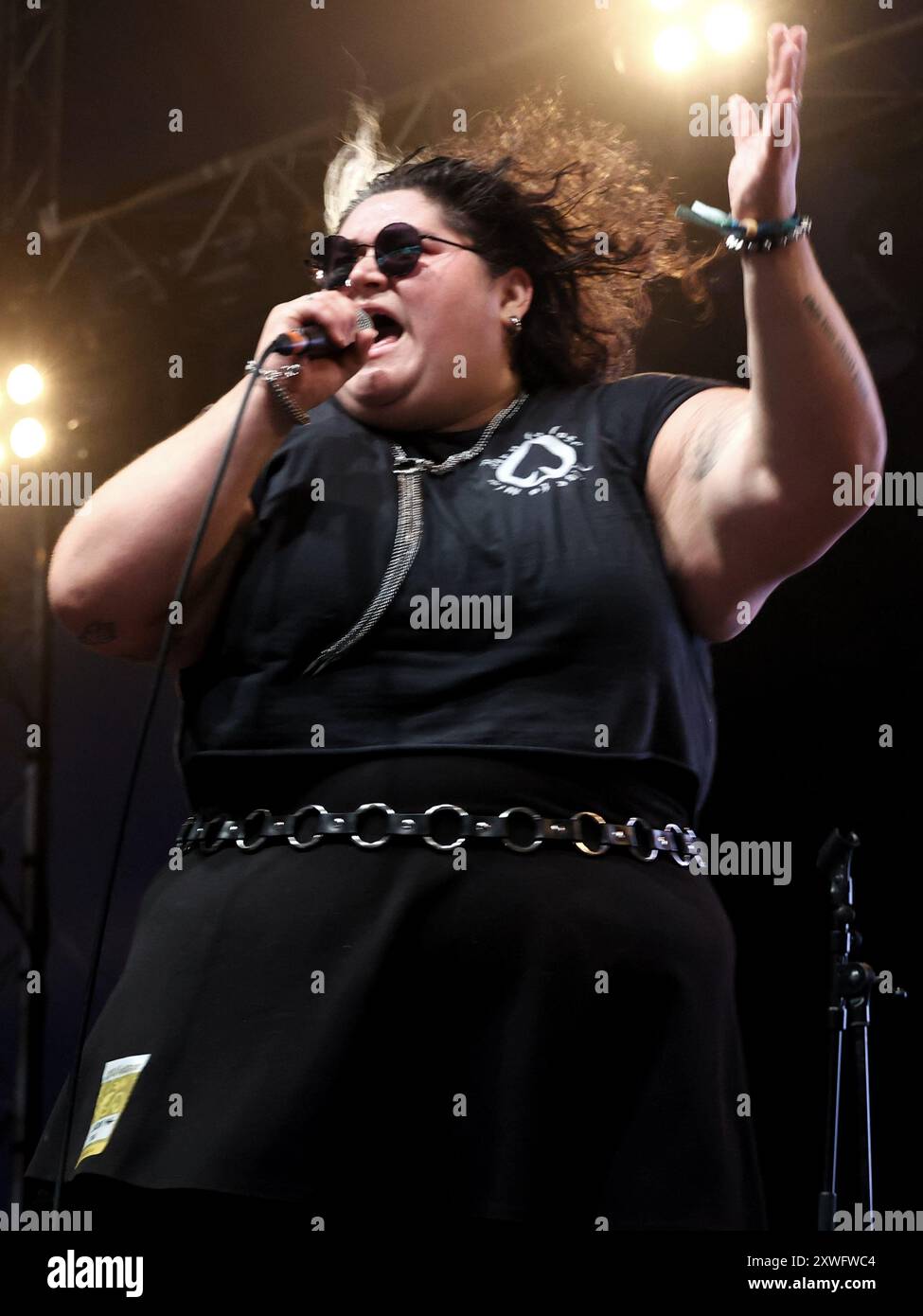 Green man Festival, Brecon Beacons, Wales, Großbritannien. August 2024. Sheer mag beim Green man Festival. Im Bild: Leadsängerin, Sängerin Christina Halladay. Hinweis: Nidpor/EMPICS/Alamy Live News Stockfoto