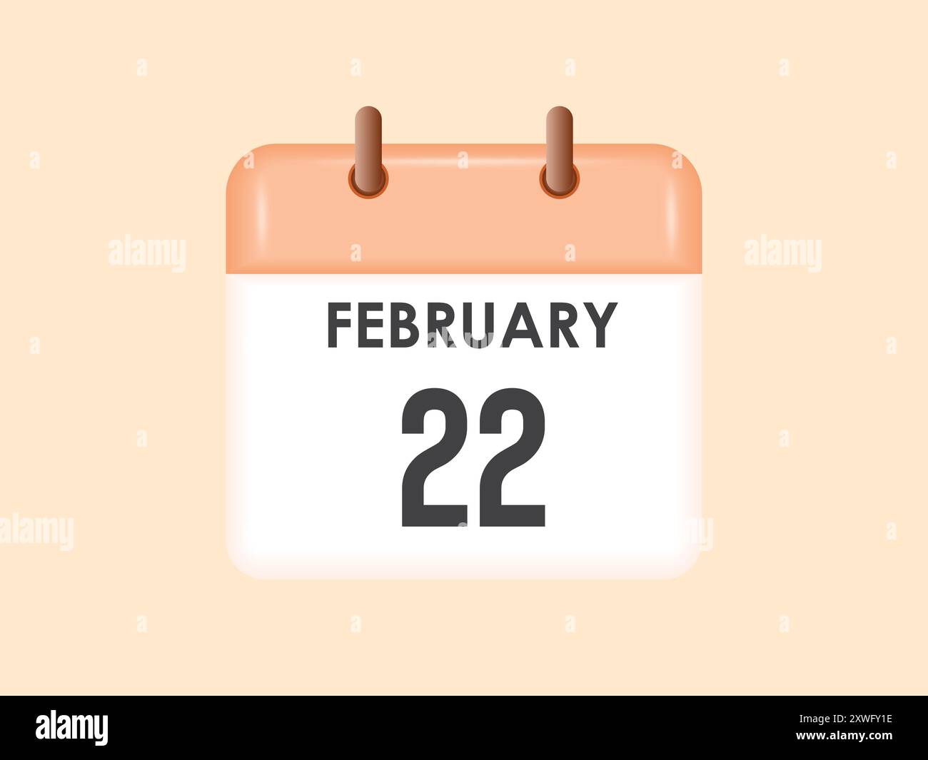 Februar: Kalender- und Zeitplaner. Erinnerung an das Symbol „Tageskalender“. Vektorabbildung. Stock Vektor