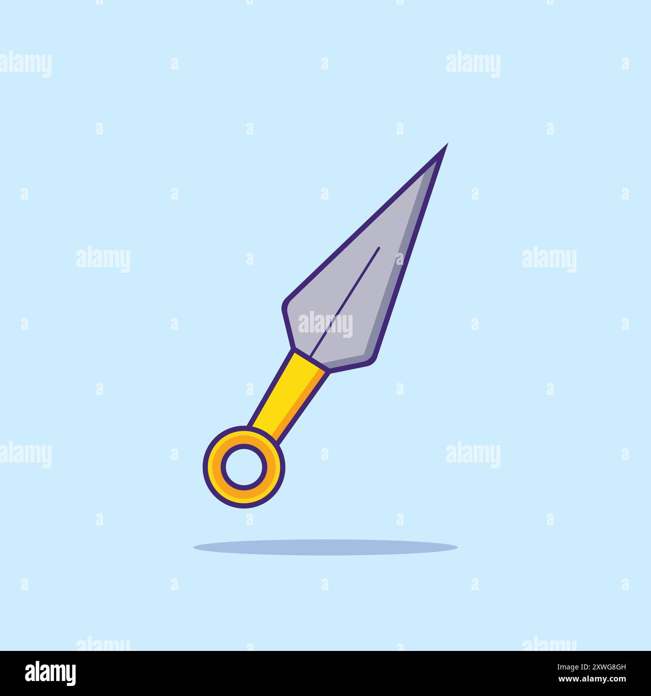 Kunai Schwert Illustration isolierte Zeichentrickikone kunai Schwert Aufkleber Elemente Design Stock Vektor