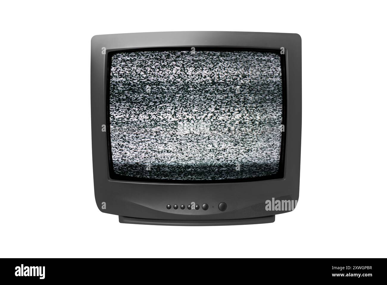 Altes analoges Fernsehen. Retro-Technologiekonzept. Leerer Bildschirm für Text. Vintage-Fernseher aus den 1980er, 1990er, 2000er Jahren Isoliert auf weißem Hintergrund. Mit Clippin Stockfoto