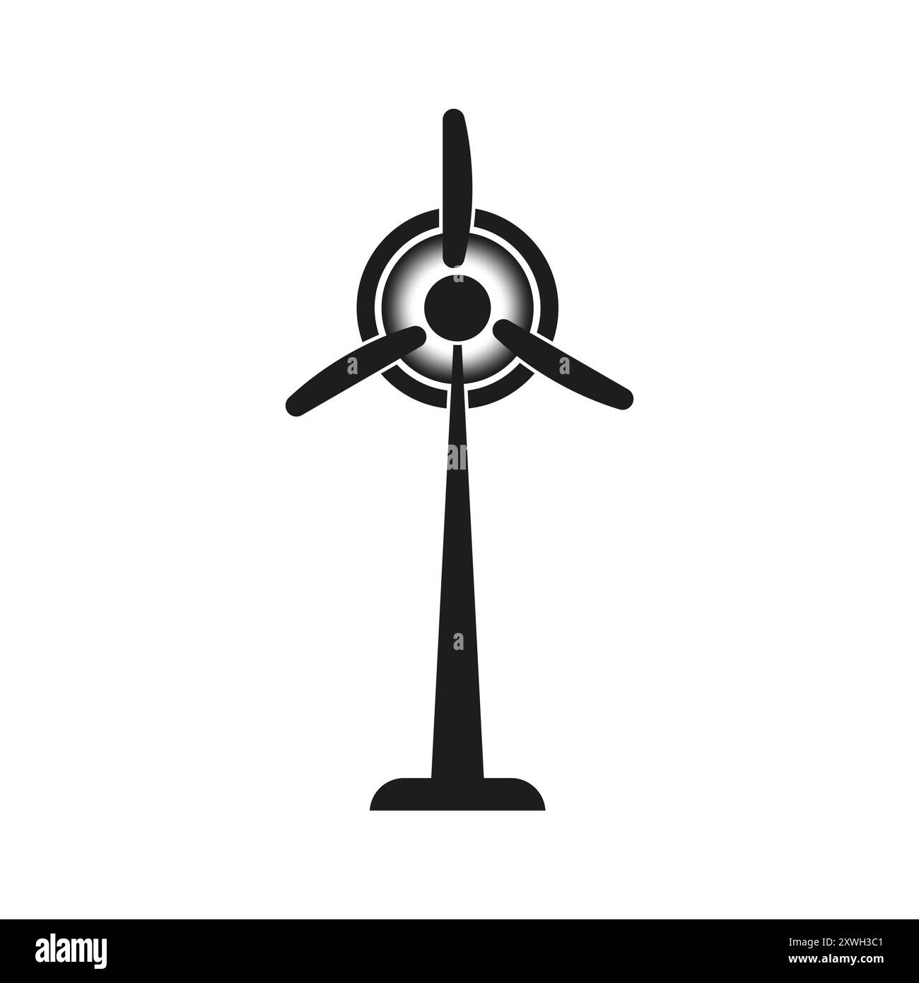 Symbol für Windenergieanlage. Symbol für erneuerbare Energien. Schwarz-weiß-Design. Vektorabbildung. Stock Vektor