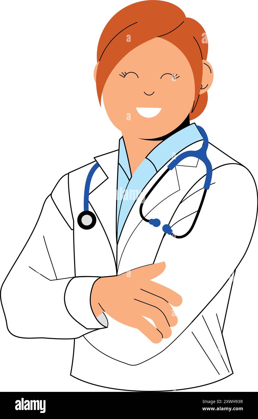 Lächelnde Ärztin-Arbeiterfigur Vektor Stock Vektor
