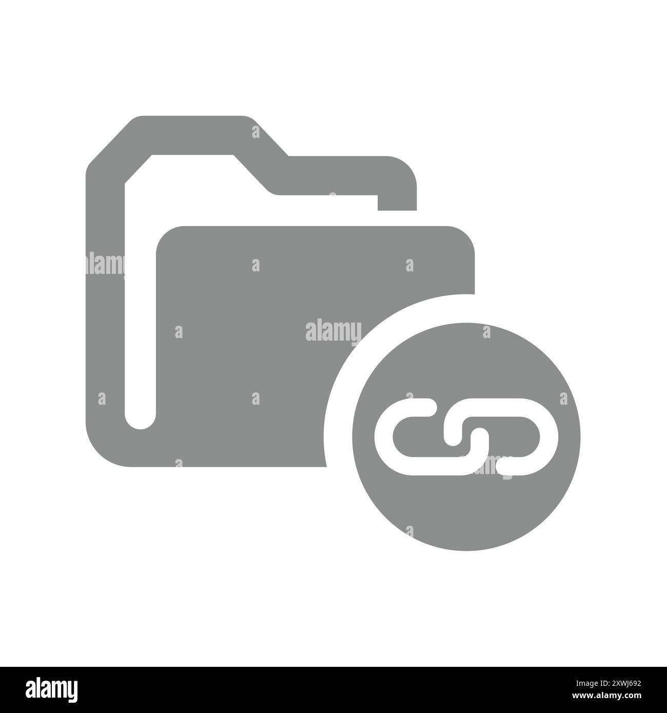 Vektorsymbol für verknüpften Ordner. Symbol für Linkdatei-Glyphe. Stock Vektor