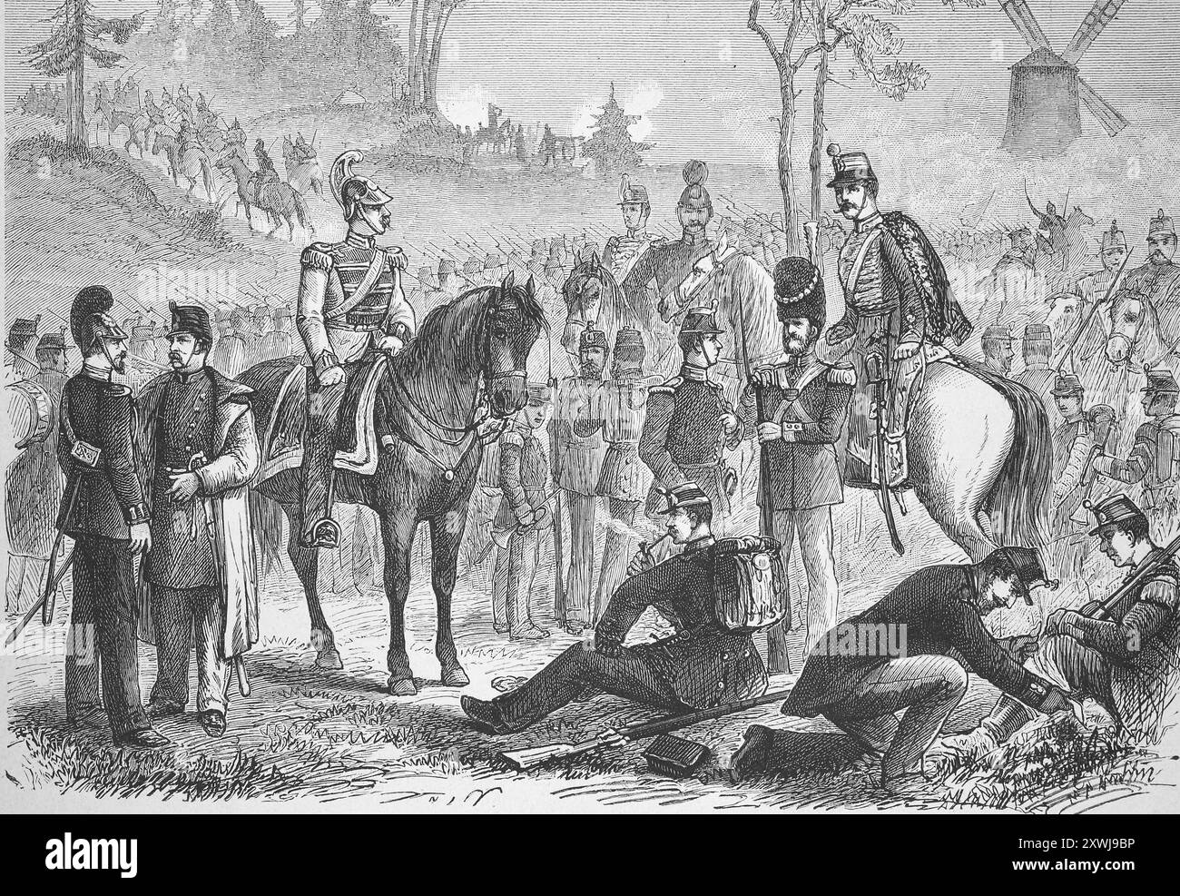 Uniformen der schwedischen Regimenter bei der Schlacht bei Lützen, historische, digital restaurierte Reproduktion von einer Vorlage aus dem 19. Jahrhundert, Rekorddatum nicht angegeben, Uniformierung der schwedischen Regimenter bei der Schlacht bei Lützen, historisch, digital restaurierte Reproduktion von einer Vorlage aus dem 19. Jahrhundert. Jahrhundert Stockfoto