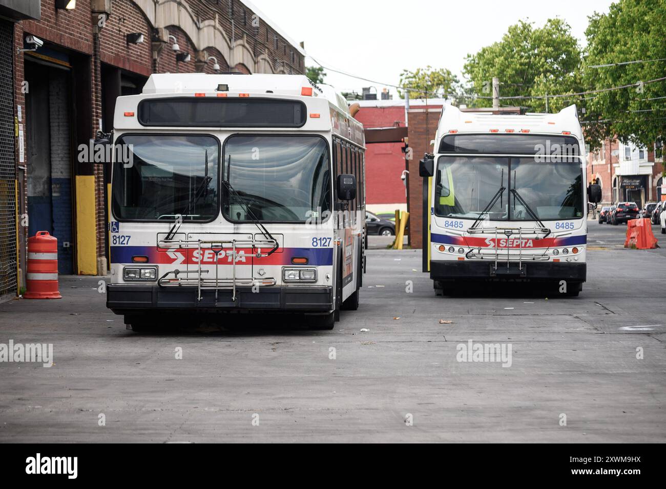 SEPTA-Busse am Callowhill Depot Stockfoto