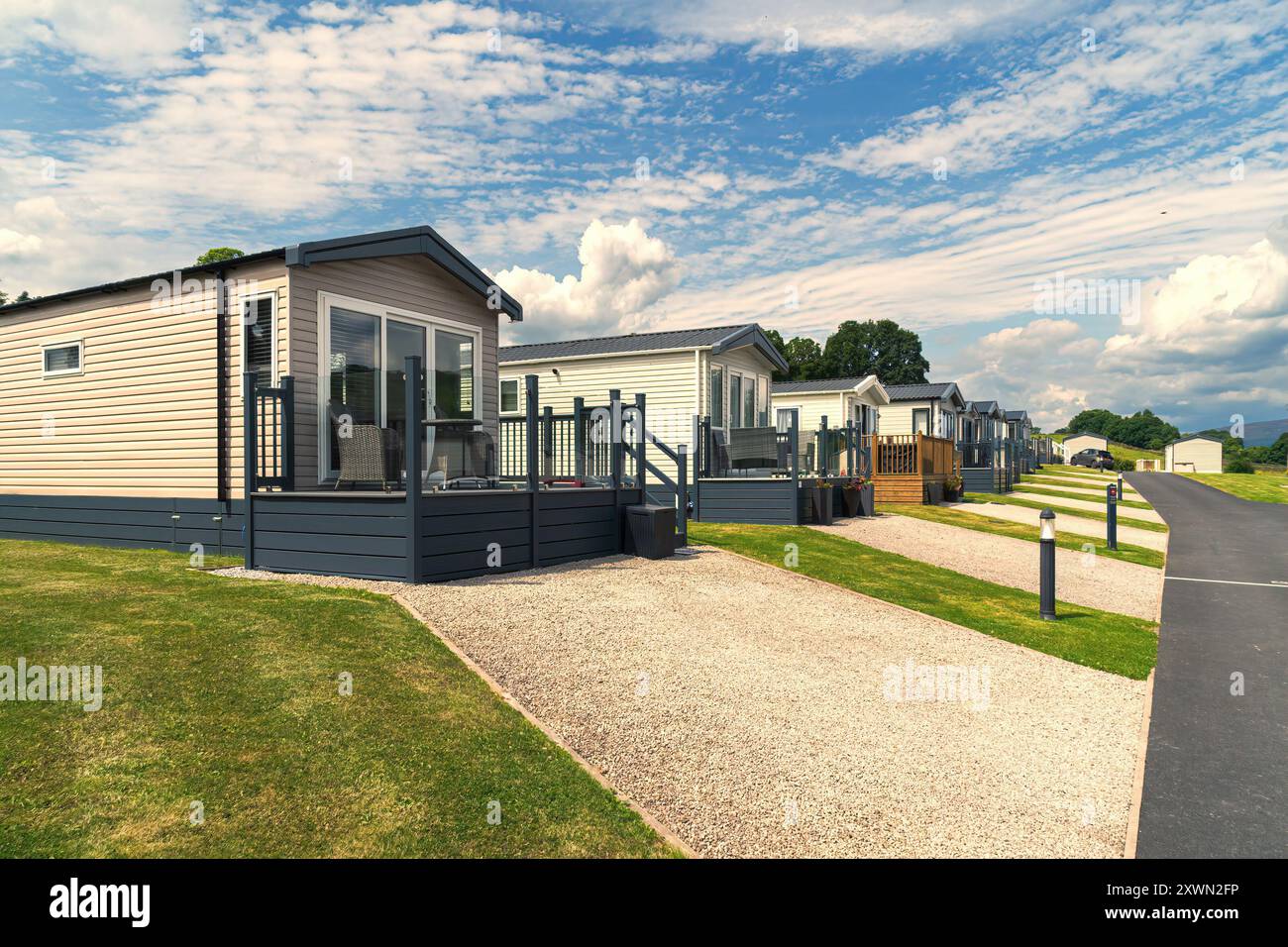 Caravan Park in Großbritannien Stockfoto