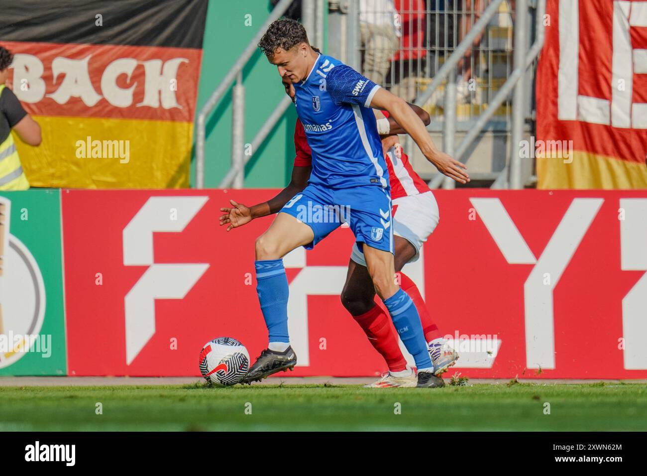 19.08.2024, DFB POKAL R1: Kickers Offenbach vs. 1. FC Magdeburg, Martijn Kaars vom FC Magdeburg, Stadion am Bieberer Berg. Stockfoto