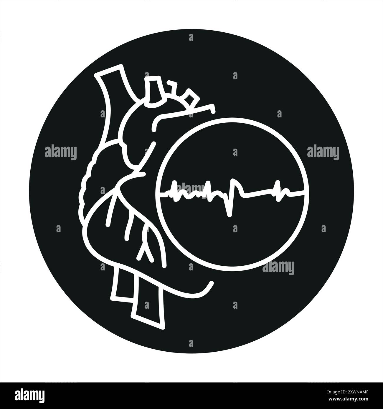 Schwarzes Symbol für ektopische Herzrhythmuslinie. Signieren Sie für Webseite, mobile App, Schaltfläche, Logo. Schaltfläche Vektorisoliert. Bearbeitbare Kontur. Stock Vektor