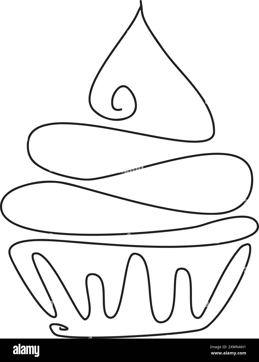 Cupcake Continuous Line Art, Continuous Line Drawing of Cup Cake. Eine Linie Muffin Cake. Bearbeitbare Modellstruktur, Symbol Für Cupcake Continuous Line Stock Vektor