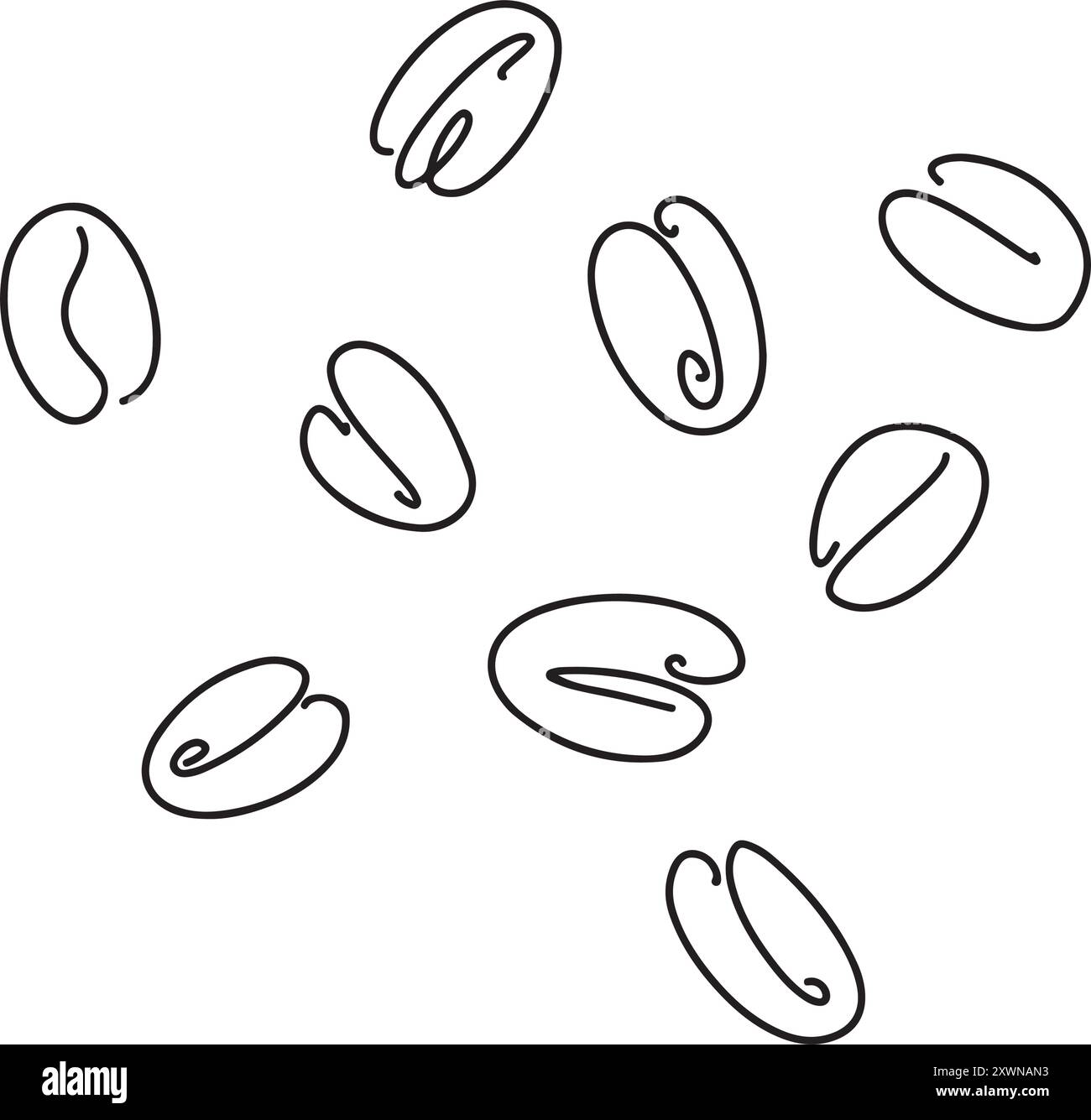 Eine durchgehende Linie, die ganze gesunde organische Kaffeebohne für Restaurant-Logo-Identität zeichnet. Frisches aromatisches Saatgut für Coffee-Shop-Ikone. Modern Stock Vektor