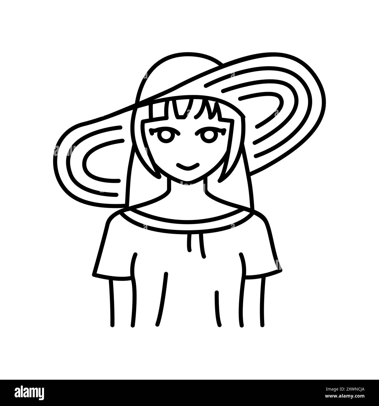 Adventure-Genre des Manga-Farblinien-Symbols. Charakter im Anime-Stil. Vektorisoliertes Element. Bearbeitbare Kontur. Stock Vektor