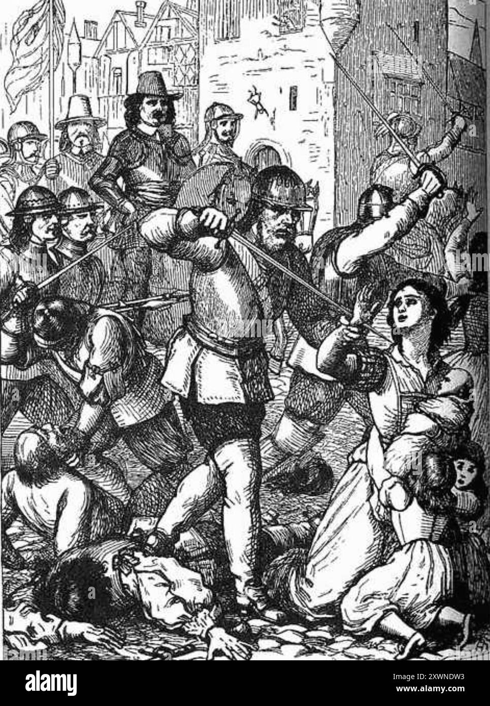 MASSAKER IN DROGHEDA, Irland, September 1649 in einem Stich aus dem 19. Jahrhundert. Stockfoto