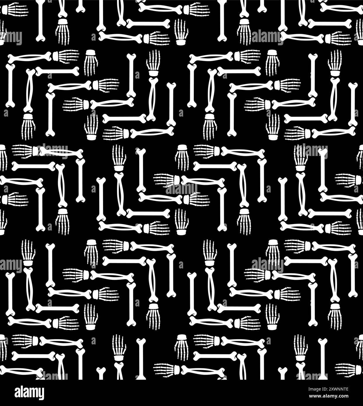 Nahtloses Muster der Handknochen. Hintergrund der Skelett-Hand Stock Vektor