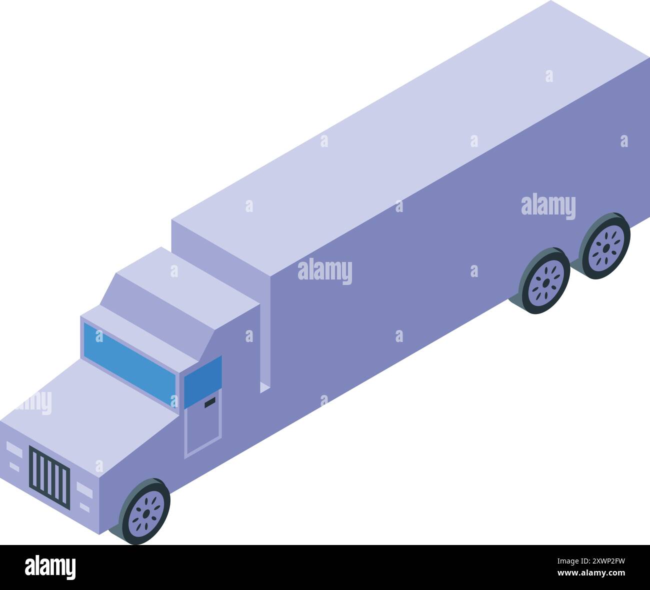 Container-LKW mit langem Fahrzeug, das Fracht in isometrischer Sicht transportiert Stock Vektor