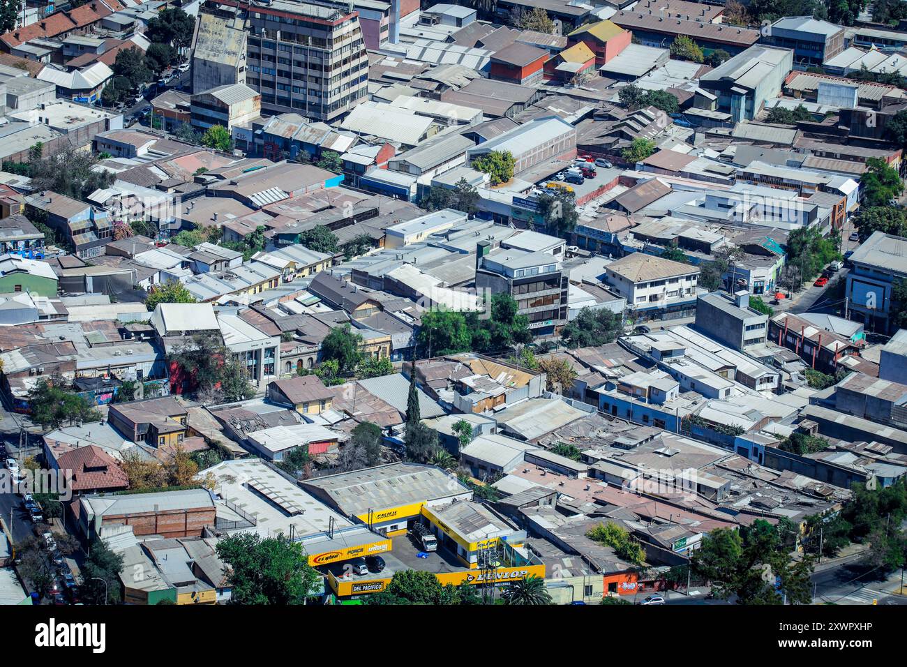 Panoramablick auf die Architektur der Stadt in Santiago, Chile Stockfoto