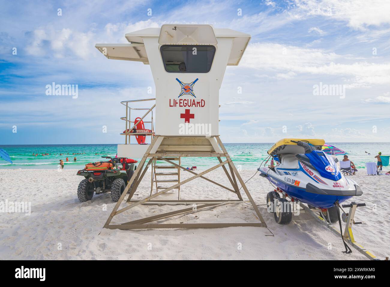 Rettungsschwimmer, 4-Rad, Jetski, People, Rick Seltzer Park, Gulf o Mexico, Panama City Beach, nur redaktionelle Verwendung Stockfoto