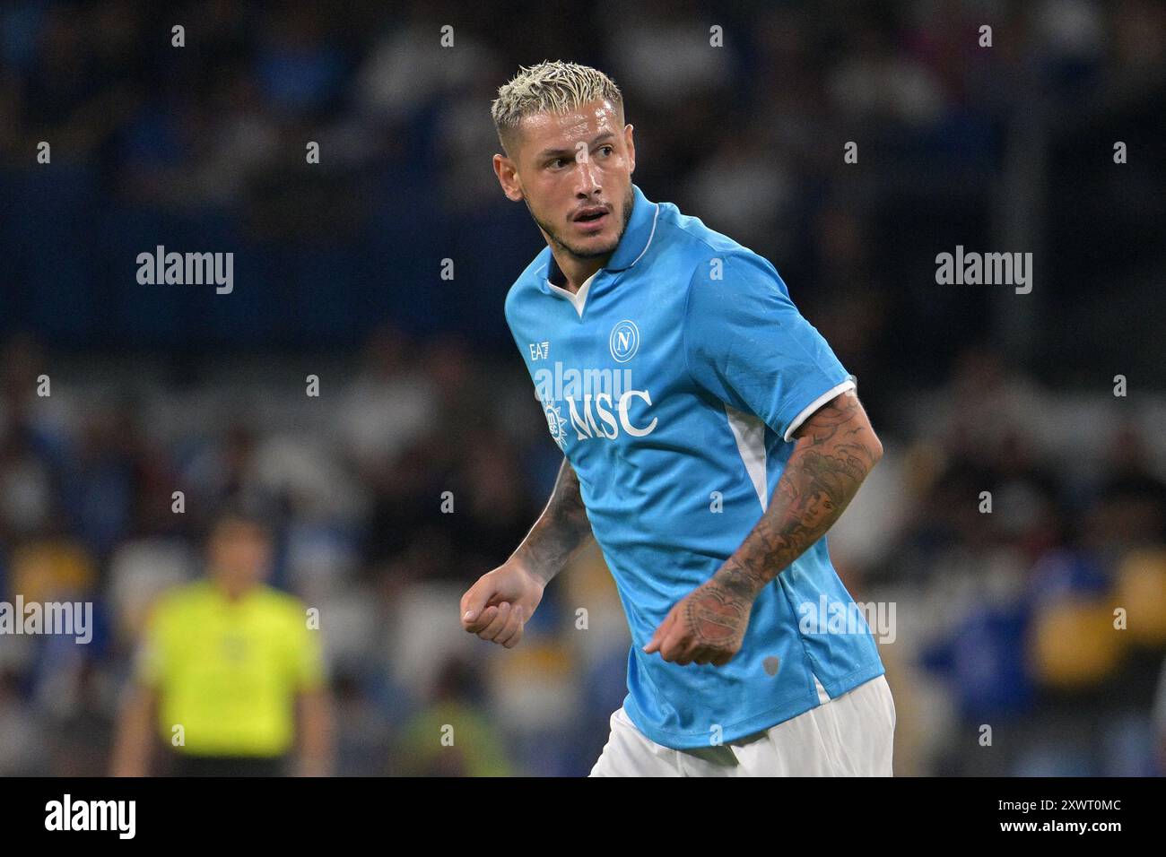 Pasquale Mazzocchi vom SSC Napoli sieht beim Coppa Italia Frecciarossa Spiel zwischen SSC Napoli und Modena FC im Stadio Diego Armando Maradona an Stockfoto