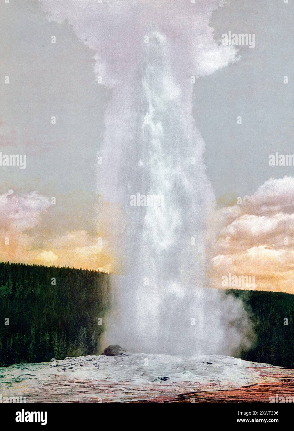 Old Faithful Geysir, Yellowstone National Park, um 1898 Stockfoto