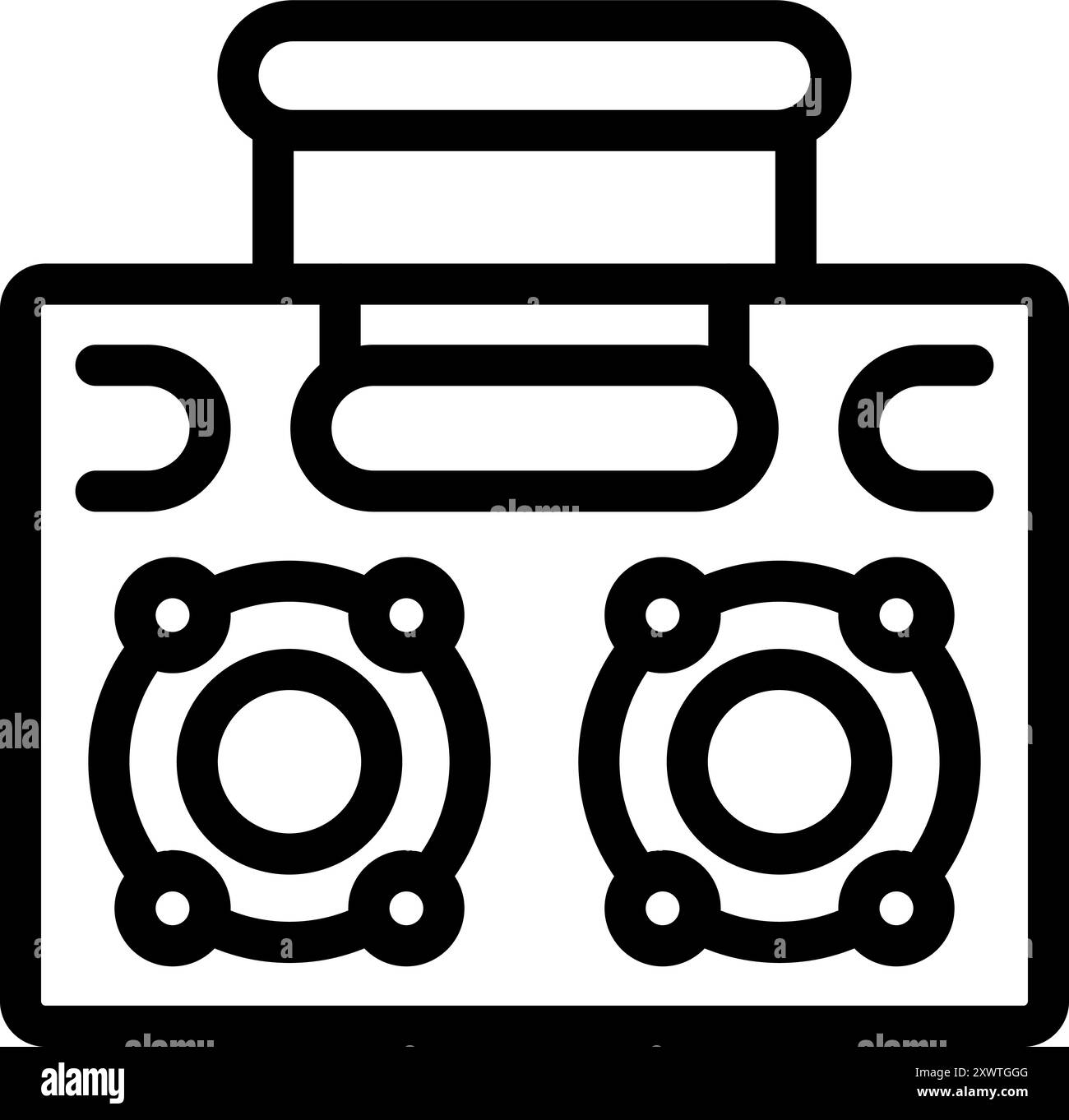 Line Art Vektor-Symbol einer Boombox, die Musik spielt, mit einem Griff an der Oberseite für einfaches Tragen Stock Vektor