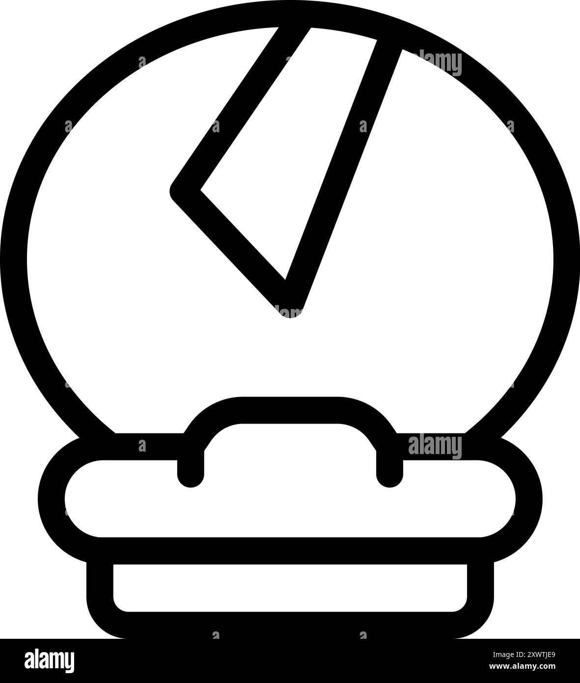 Einfaches schwarz-weißes Vektorsymbol einer runden Wanduhr mit dem Minutenzeiger, der sich dem nähert Stock Vektor