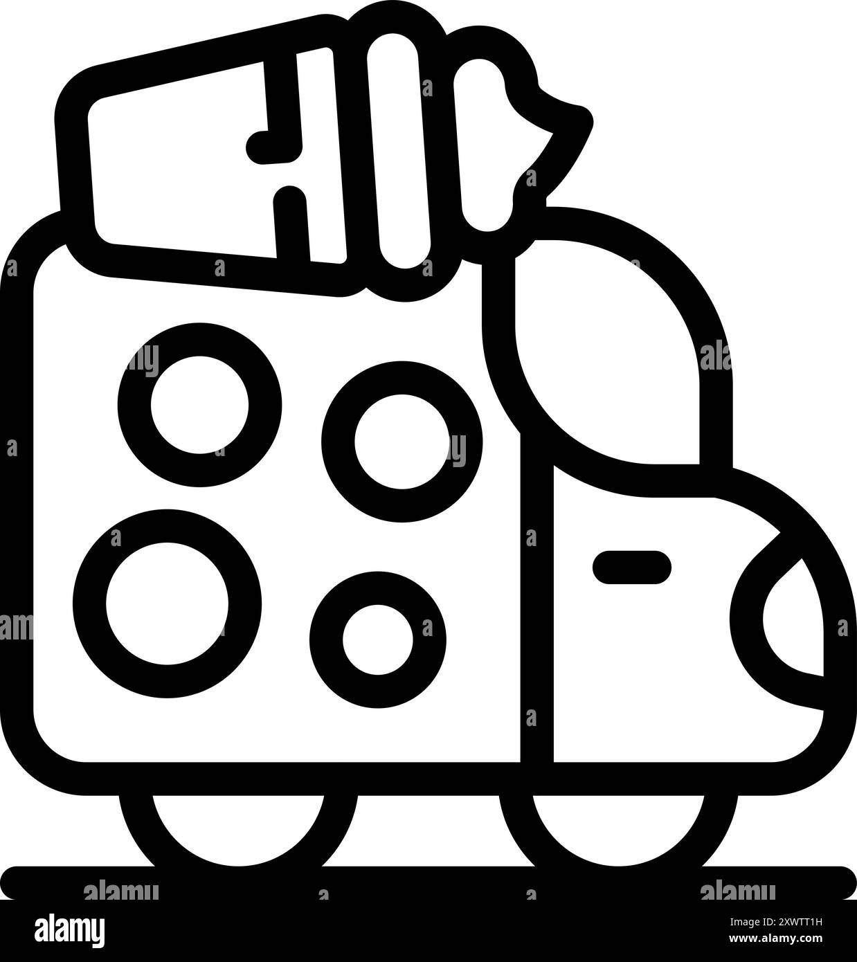 Symbol eines Lkws mit riesiger Eiskegel und -Tasse, ideal für die Darstellung von Eiswagen und Sommerspezialitäten Stock Vektor