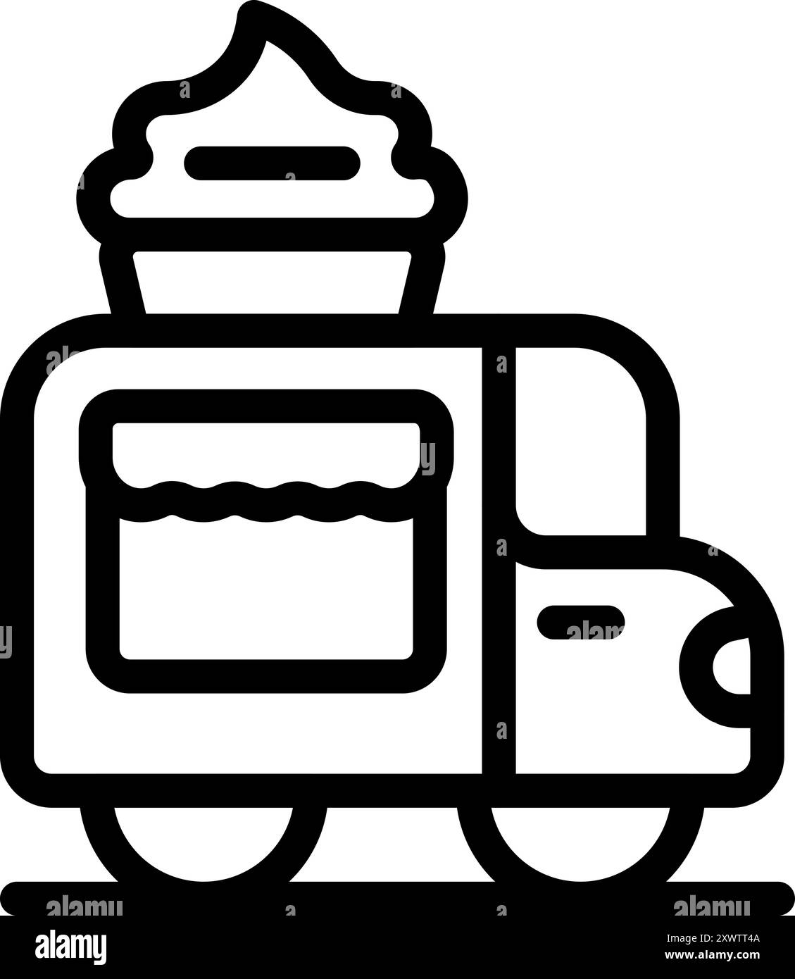 Cupcake Food Truck, der Desserts am Straßenrand verkauft Stock Vektor