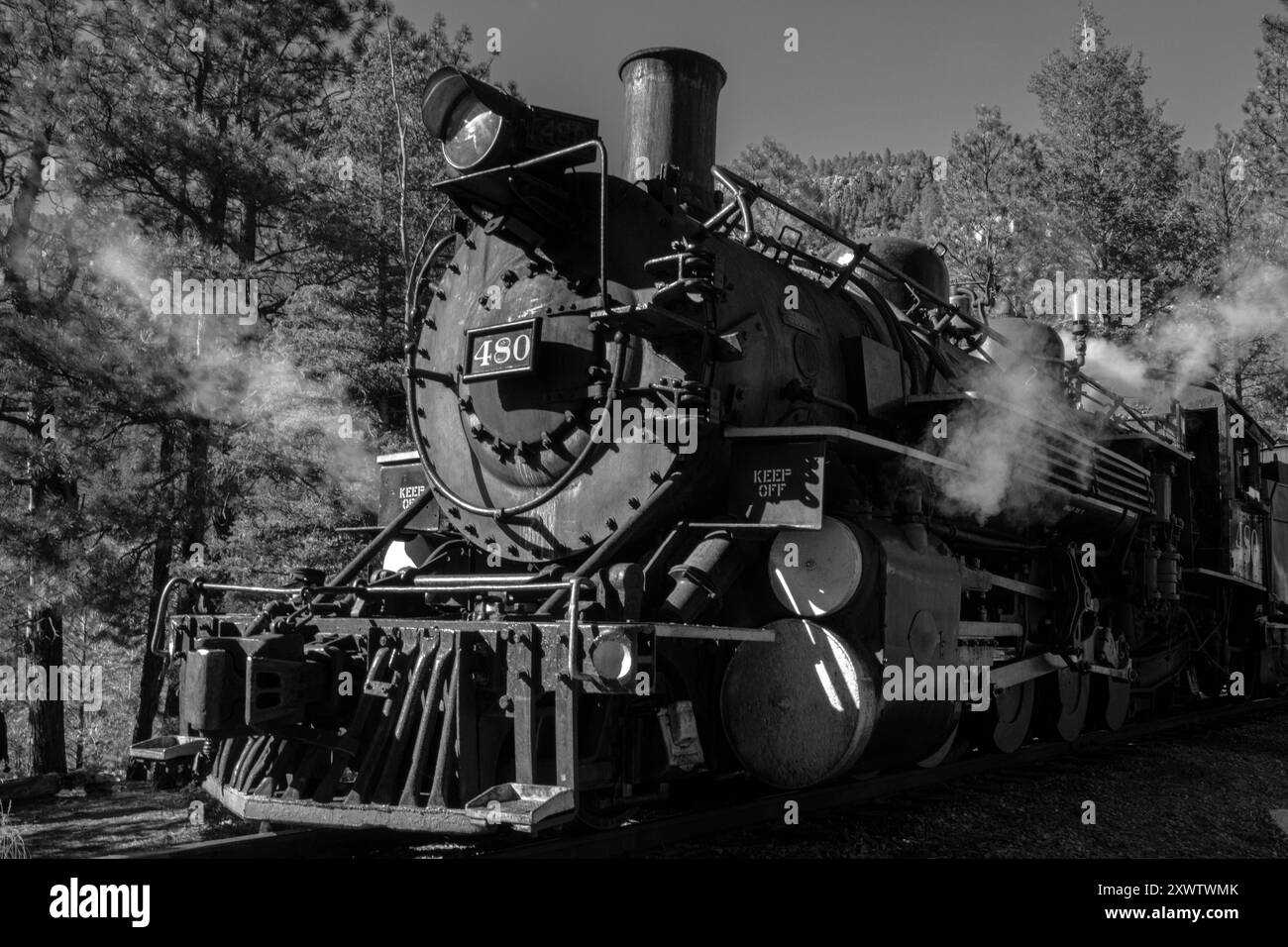 Eine alte Dampflokomotive in Colorado. Stockfoto