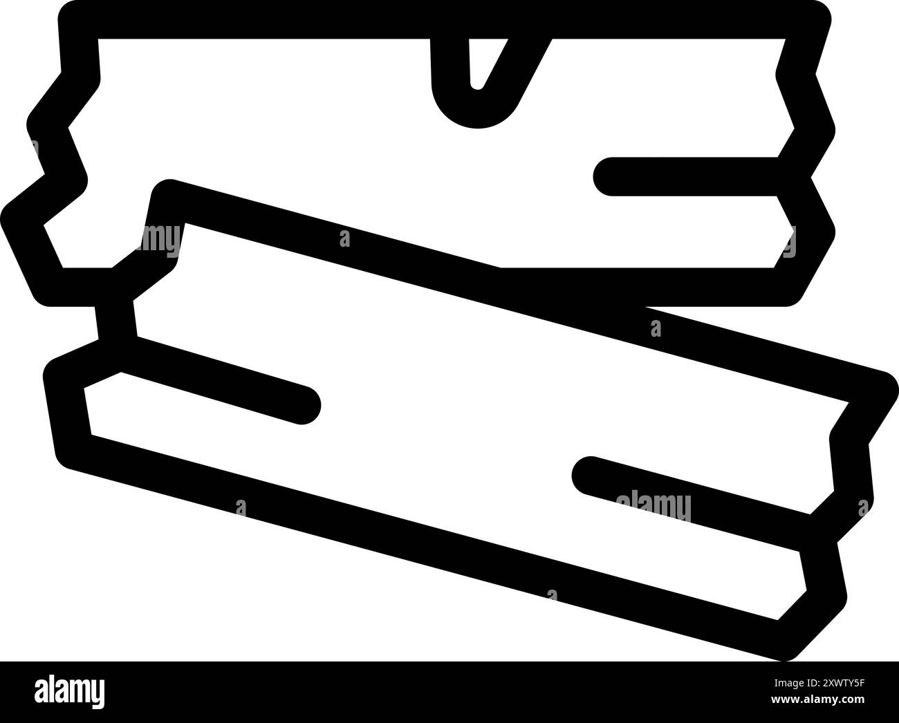 Einfaches Vektorsymbol von zwei Holzdielen, die übereinander liegen Stock Vektor