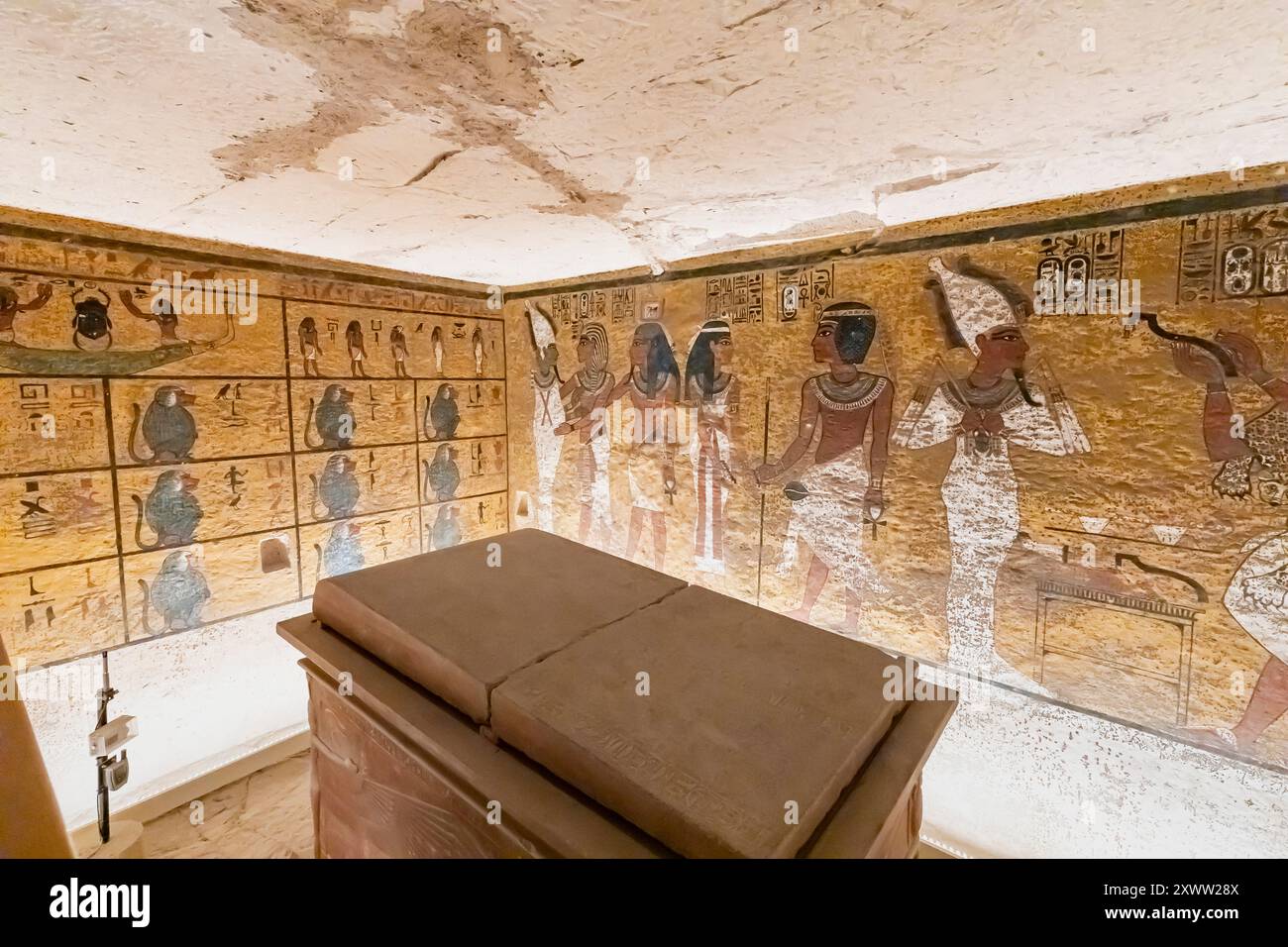 Tal der Könige, Tal der Könige, Grab von Tutanchamun (KV62), Wandmalereien, Luxor, Ägypten, Nordafrika, Afrika Stockfoto