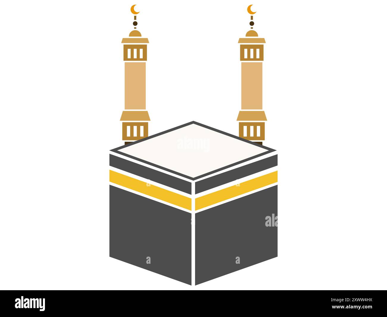 kaaba heiliges heiliges Wahrzeichen Gebäude islam Pilgerfahrt hajj umrah moslem beten Qibla alte alte Architektur Stock Vektor