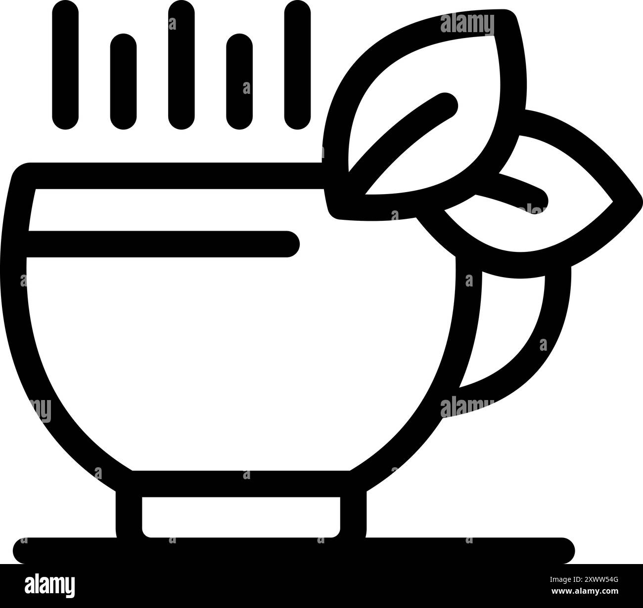 Tasse Kräutertee mit Pfefferminzblättern dampfend aromatisches Getränk Stock Vektor