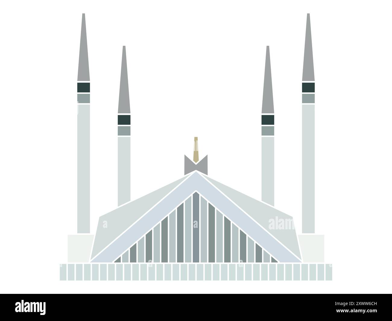 shah faisal masjid Moschee pakistan islamabad alte alte heilige Gebäude Architektur islam betende Anbetung Ort Stock Vektor