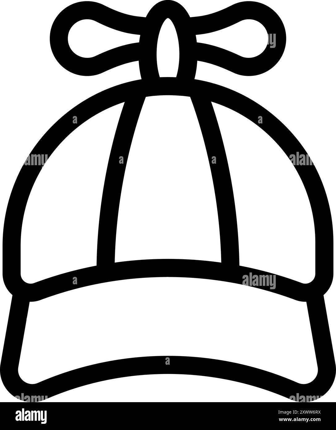 Einfache Strichgrafik-Illustration einer Baseballkappe mit einem Propeller oben Stock Vektor