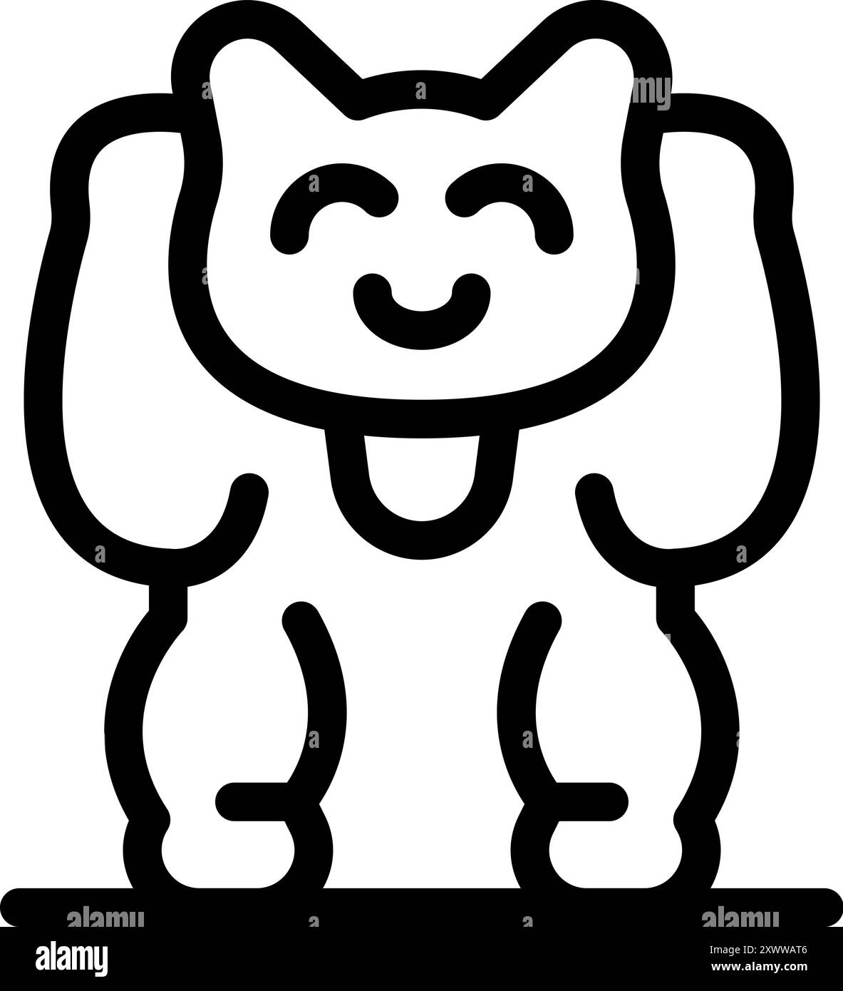 Glücklicher Zeichentrickhund steht und lächelt mit der Zunge heraus Stock Vektor