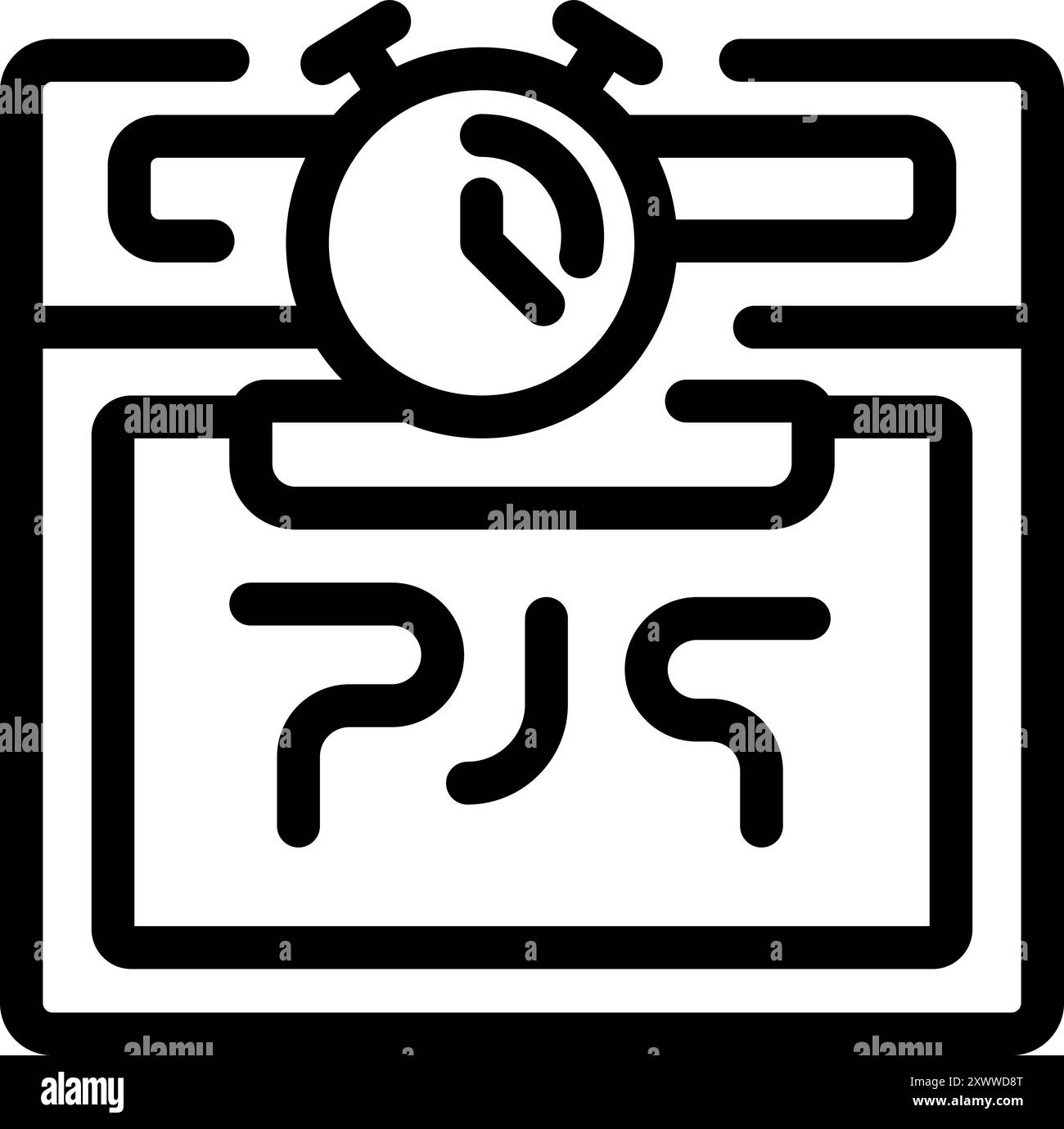 Die Stoppuhr tickt ab und misst die Zeit, die verbrachte, um ein herausforderndes Labyrinth zu lösen Stock Vektor