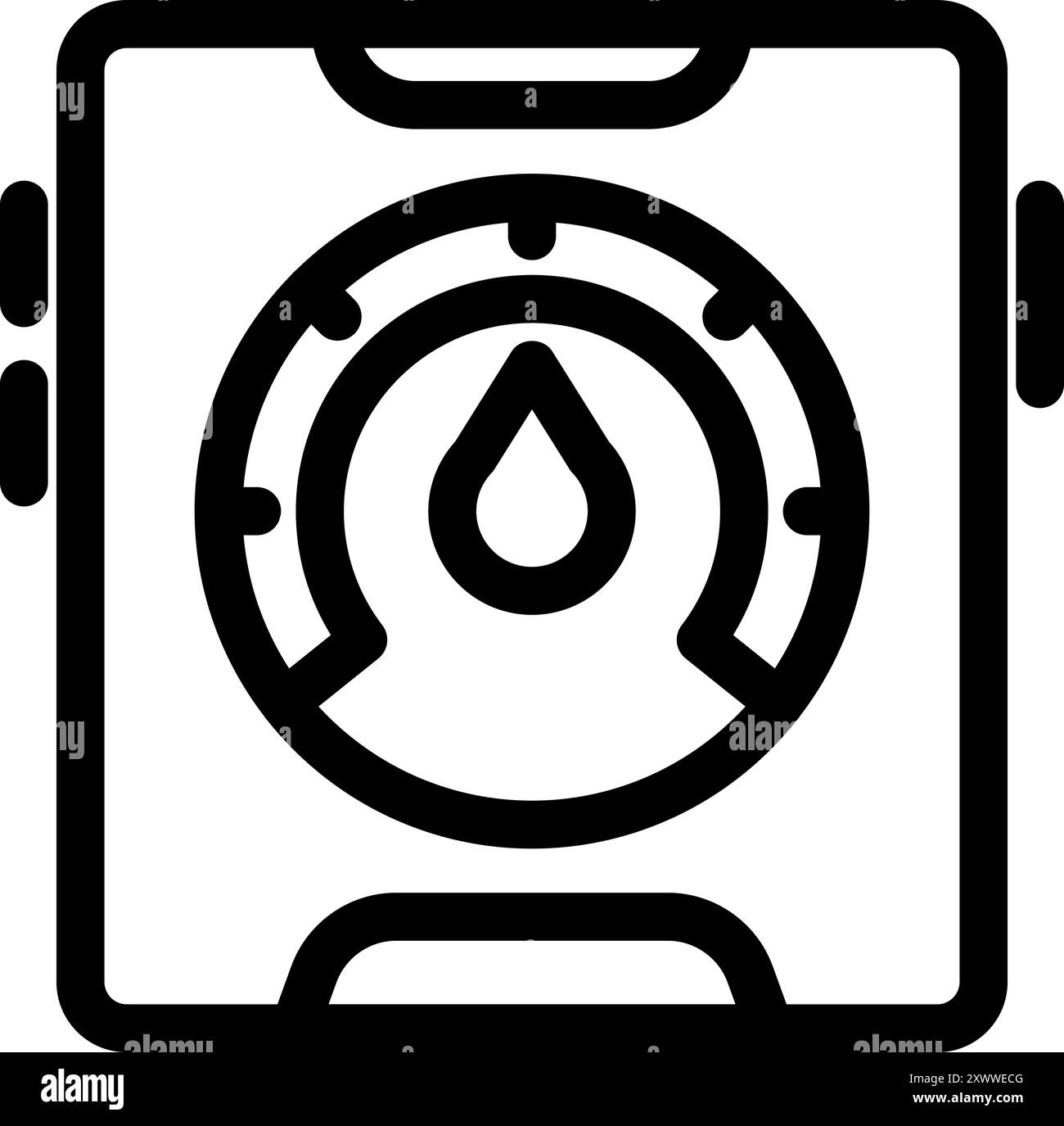 Schwarzes lineares Symbol eines intelligenten Wasserzählers zur Messung des Wasserverbrauchs Stock Vektor