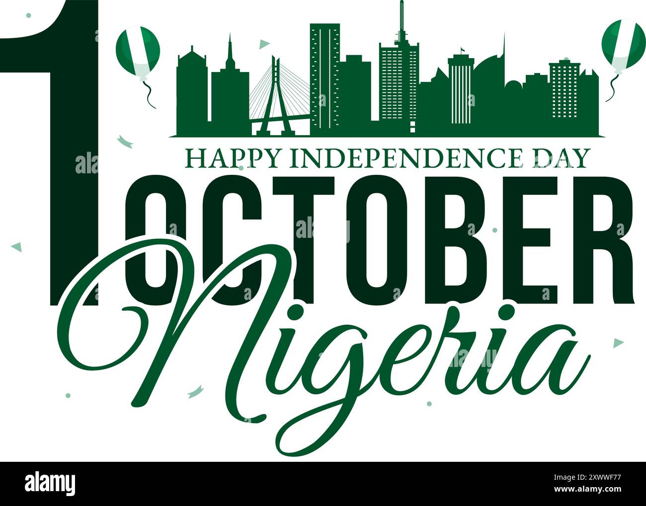 Happy Nigeria Unabhängigkeitstag Vektor Illustration am 1. Oktober mit schwenkender Flagge und den Kämpfern in National Holiday Flat Cartoon Hintergrund Design Stock Vektor