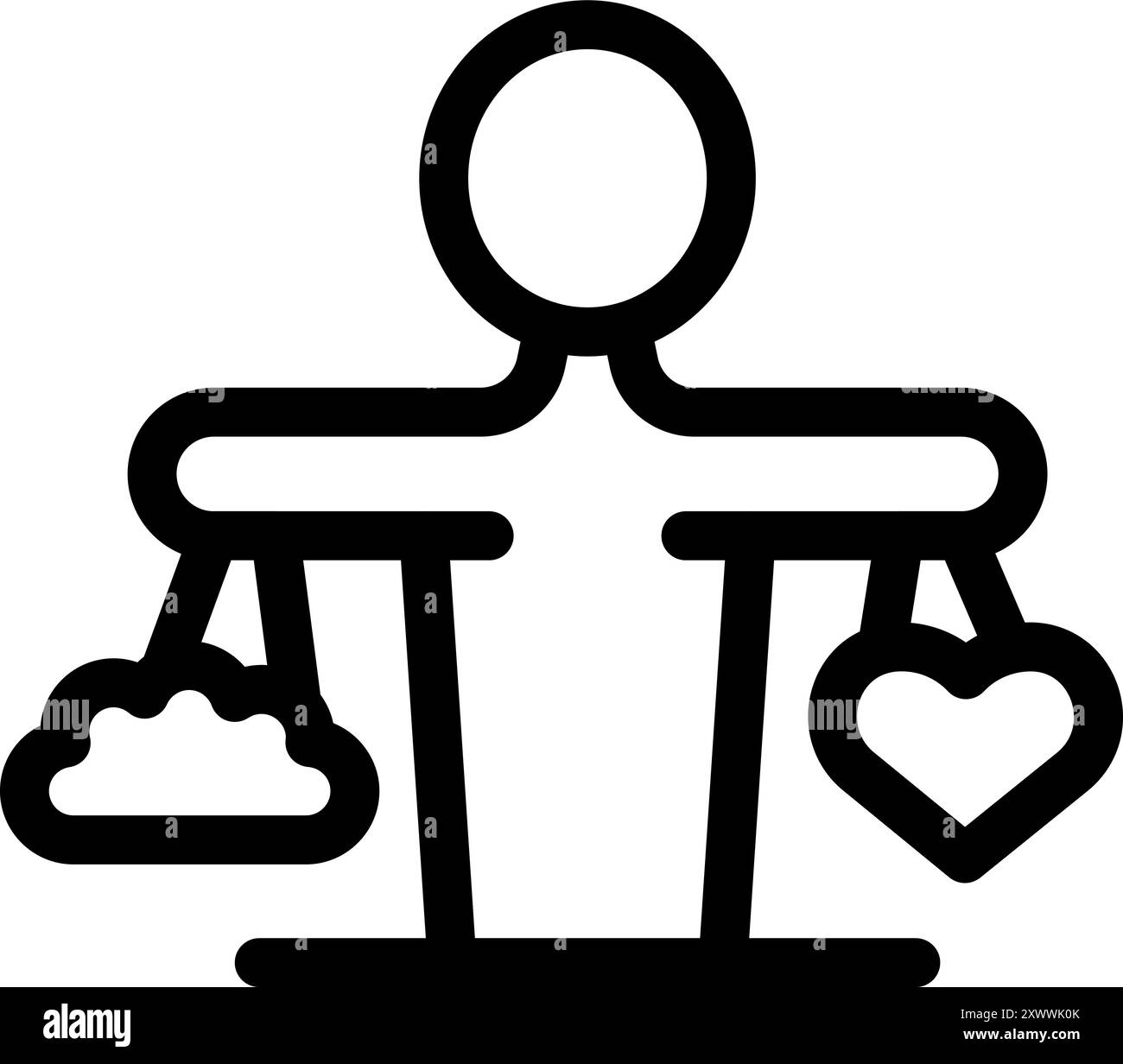 Die Person gleicht ihre negativen Emotionen gegen die Liebe aus, die durch ein Herz dargestellt wird Stock Vektor