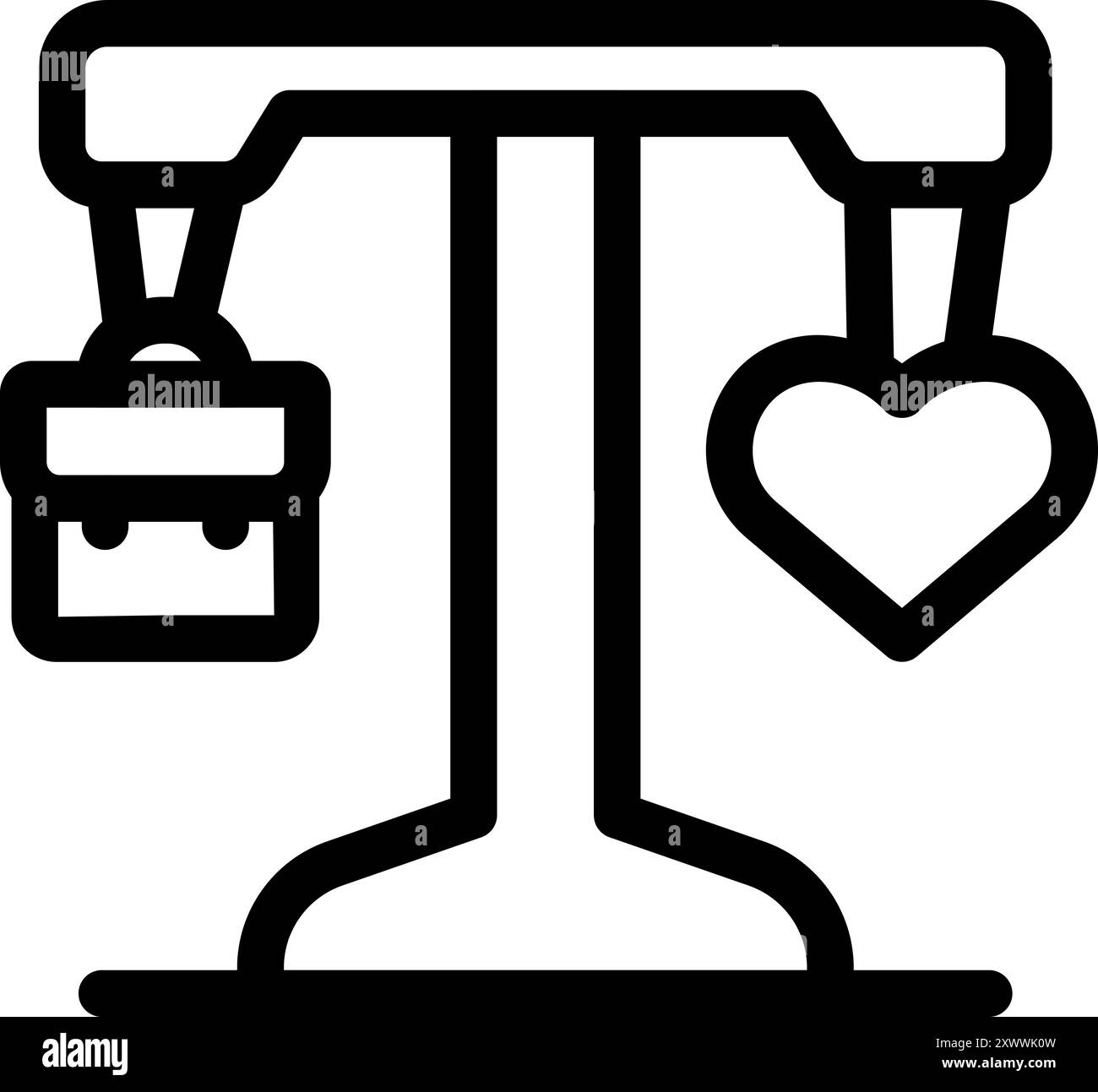 Einfaches Linienkunstvektorsymbol, das das Konzept der Work Life Balance repräsentiert Stock Vektor