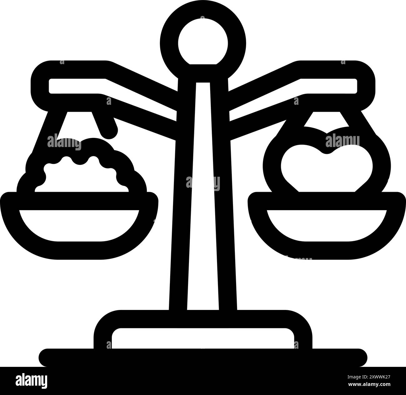Diese einfache Ikone für Waagen, Wägelogik und Liebe ist perfekt für Projekte über Beziehungen Stock Vektor